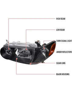 Faros JDM Carpartsinnovate para Corolla 2001-2002, Carcasa Negra 2