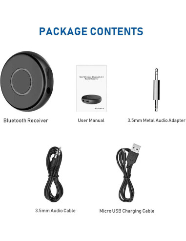 Adaptador Bluetooth 5.0 SONRU para Coche y Casa AUX 3.5mm