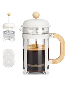 Cafetera Prensa Francesa Gulex 1L Vidrio Acero Inoxidable Blanco