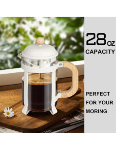 Cafetera Prensa Francesa Gulex 1L Vidrio Acero Inoxidable Blanco 2