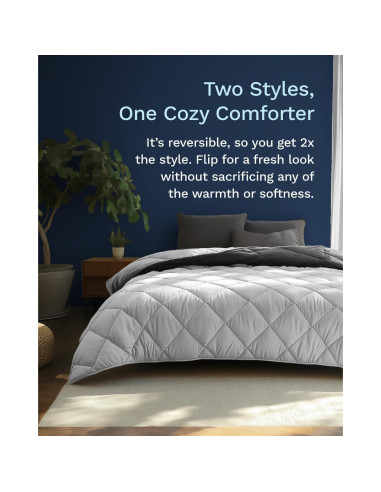 Edredón Doble ViscoSoft Microfibra Reversible Gris Claro/Dark