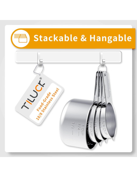 Juego de Tazas y Cucharas Medidoras TILUCK Acero Inoxidable 10 Piezas