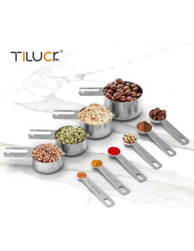Juego de Tazas y Cucharas Medidoras TILUCK Acero Inoxidable 10 Piezas