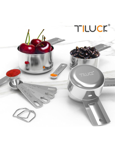 Juego de Tazas y Cucharas Medidoras TILUCK Acero Inoxidable 10 Piezas