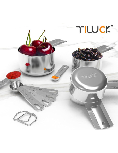 Juego de Tazas y Cucharas Medidoras TILUCK Acero Inoxidable 10 Piezas