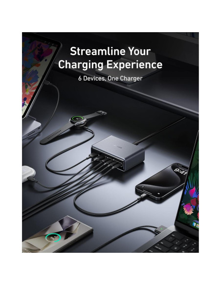 Cargador Anker Prime 200W 6 Puertos USB-C Carga Rápida