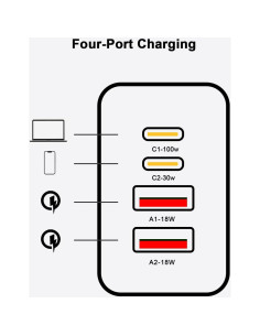 Cargador USB-C 100W Mavicen 4 Puertos para MacBook y más 2