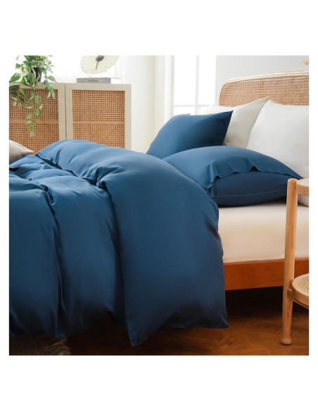 Funda de Edredón Queen MEISHANG Rayón Bambú Marino 3 Piezas