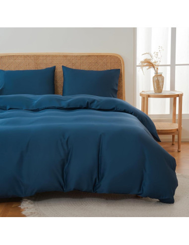 Funda de Edredón Queen MEISHANG Rayón Bambú Marino 3 Piezas