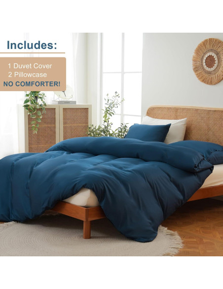 Funda de Edredón Queen MEISHANG Rayón Bambú Marino 3 Piezas