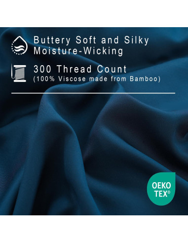 Funda de Edredón Queen MEISHANG Rayón Bambú Marino 3 Piezas