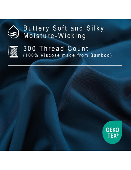 Funda de Edredón Queen MEISHANG Rayón Bambú Marino 3 Piezas