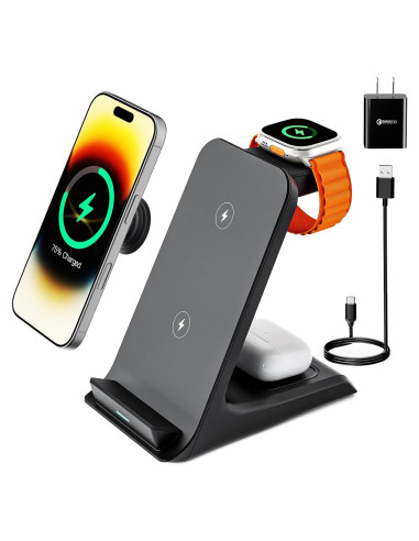 Cargador Inalámbrico Eazpower 3 en 1 para iPhone y Apple Watch