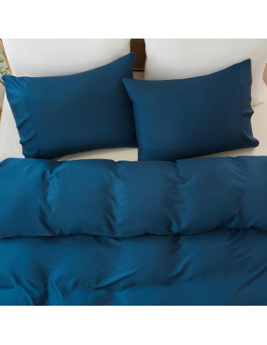 Funda de Edredón Queen MEISHANG Rayón Bambú Marino 3 Piezas