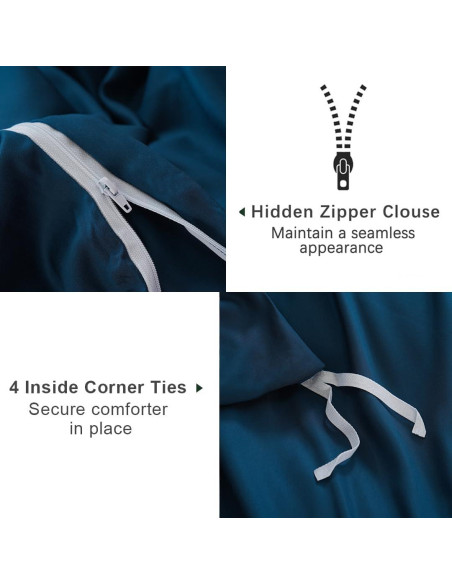 Funda de Edredón Queen MEISHANG Rayón Bambú Marino 3 Piezas
