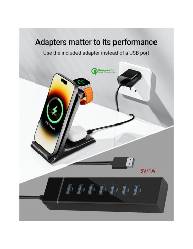 Cargador Inalámbrico Eazpower 3 en 1 para iPhone y Apple Watch