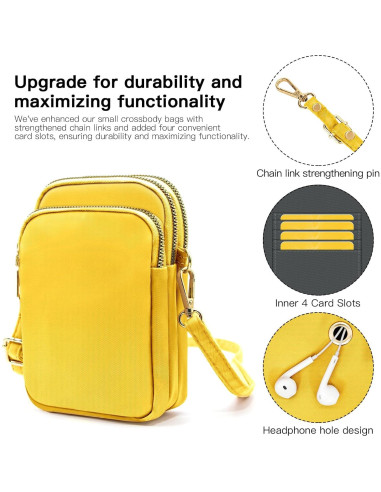 Bolsa Cruzada Pequeña YINHEXI Unisex Amarillo 17x11.4 cm