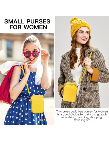 Bolsa Cruzada Pequeña YINHEXI Unisex Amarillo 17x11.4 cm