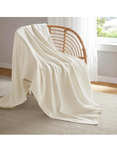 Manta Individual Madison Park 100% Algodón Egipcio Crema