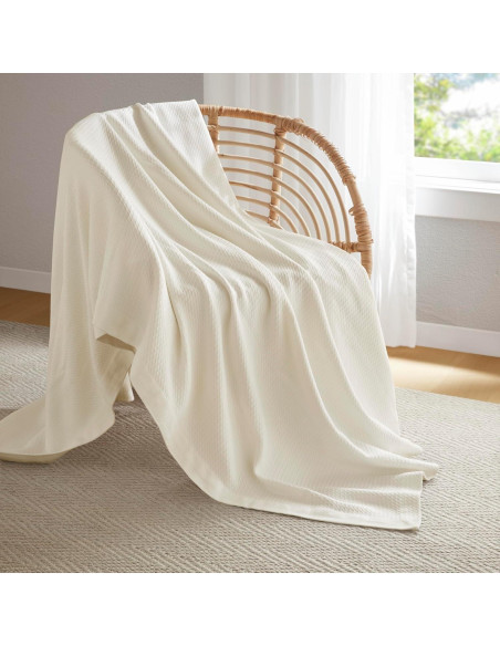 Manta Individual Madison Park 100% Algodón Egipcio Crema