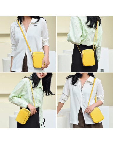 Bolsa Cruzada Pequeña YINHEXI Unisex Amarillo 17x11.4 cm