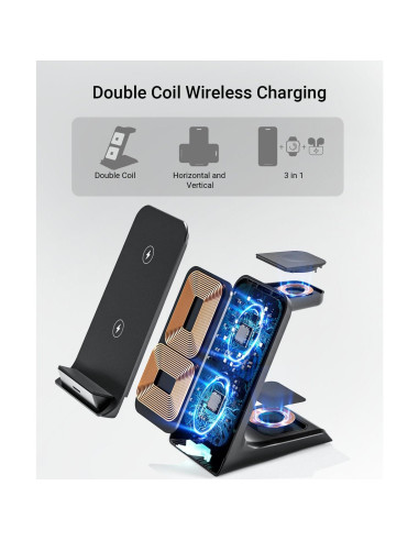 Cargador Inalámbrico Eazpower 3 en 1 para iPhone y Apple Watch