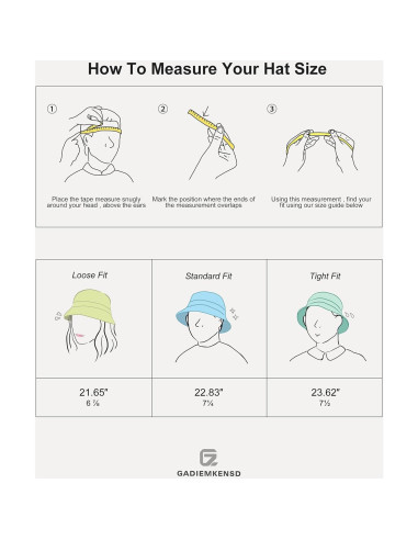 Sombrero de Cubo Gadiemkensd 100% Algodón Unisex UPF 50