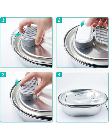 Filtros de agua para gatos Monsin 16 unidades 2L acero inoxidable