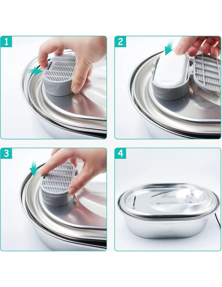 Filtros de agua para gatos Monsin 16 unidades 2L acero inoxidable