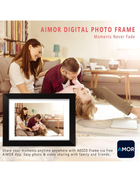 Marco de fotos digital AEEZO 10.1" 1280x800 WiFi táctil negro