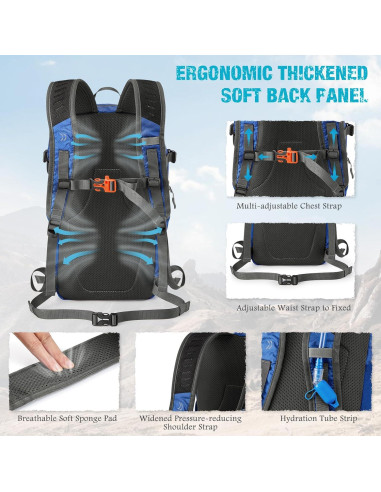 Mochila de Senderismo G4Free 25L Plegable Ligera Azul