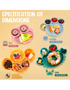 Platos de Silicona para Bebés Maxdot 4 Pcs Divididos Apto Microondas 2