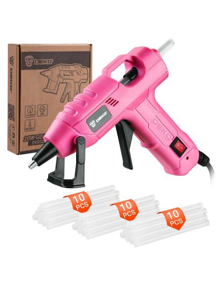 Pistola de Pegamento Caliente DEKOPRO 20W Rosa 30 Barras