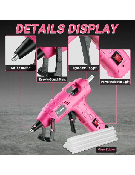 Pistola de Pegamento Caliente DEKOPRO 20W Rosa 30 Barras
