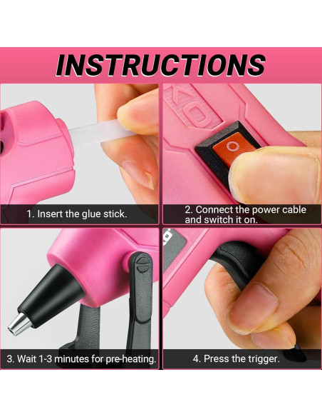 Pistola de Pegamento Caliente DEKOPRO 20W Rosa 30 Barras