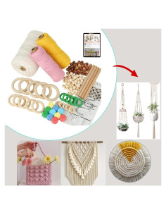 Kit de Macramé LECZIVOEN 329 Yardas 3mm con Perlas y Anillos