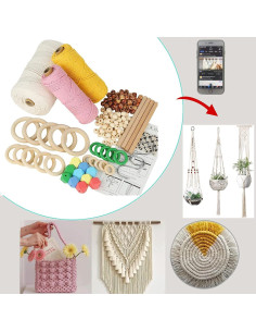 Kit de Macramé LECZIVOEN 329 Yardas 3mm con Perlas y Anillos 2