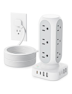 Torre de Regleta TenTrend 40W con 12 Salidas y 8 USB