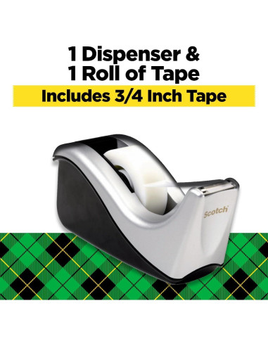 Dispensador de Cinta Scotch Bicolor Plateado/Negro 1"
