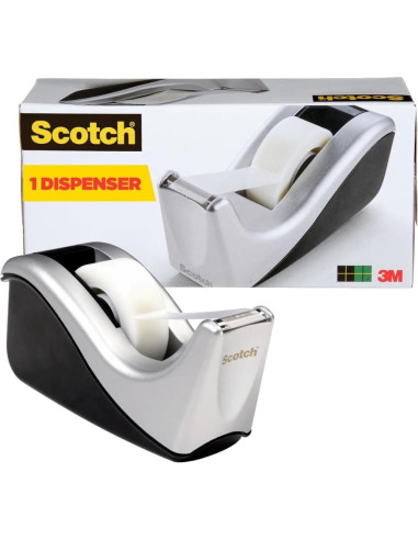 Dispensador de Cinta Scotch Bicolor Plateado/Negro 1"