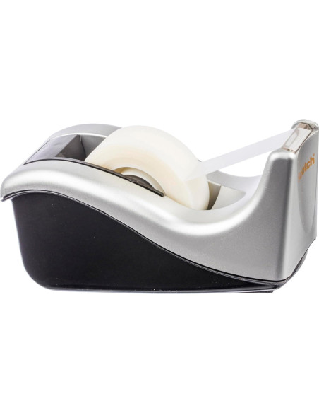 Dispensador de Cinta Scotch Bicolor Plateado/Negro 1"