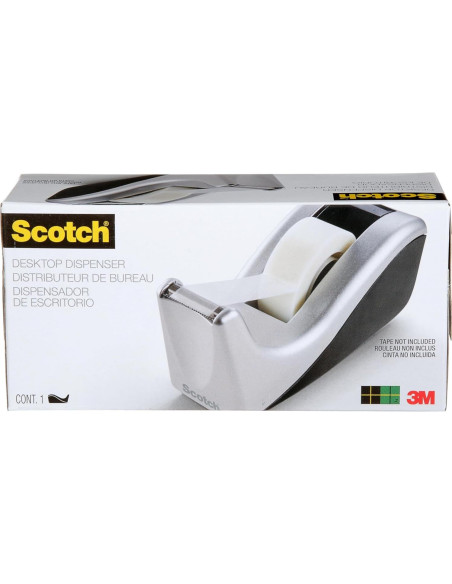 Dispensador de Cinta Scotch Bicolor Plateado/Negro 1"