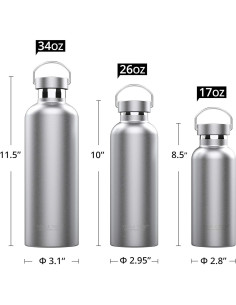 Botella de Agua Acero Inoxidable TRIPLE TREE 0.5L Aislada 2