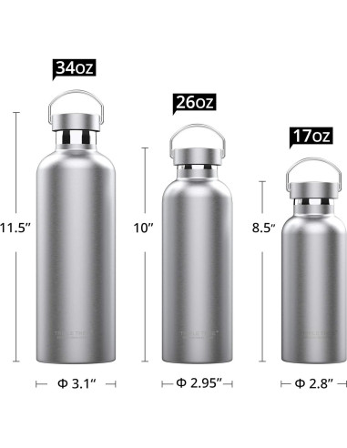 Botella de Agua Acero Inoxidable TRIPLE TREE 0.5L Aislada