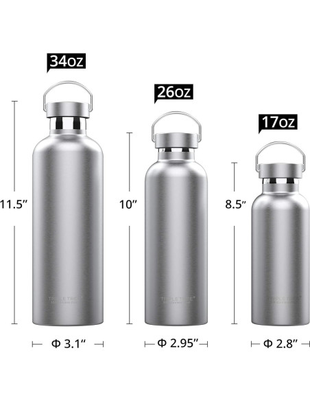 Botella de Agua Acero Inoxidable TRIPLE TREE 0.5L Aislada