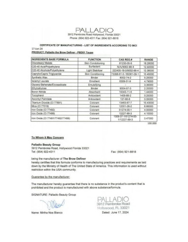 Lápiz Retráctil Definidor de Cejas Palladio Grisáceo