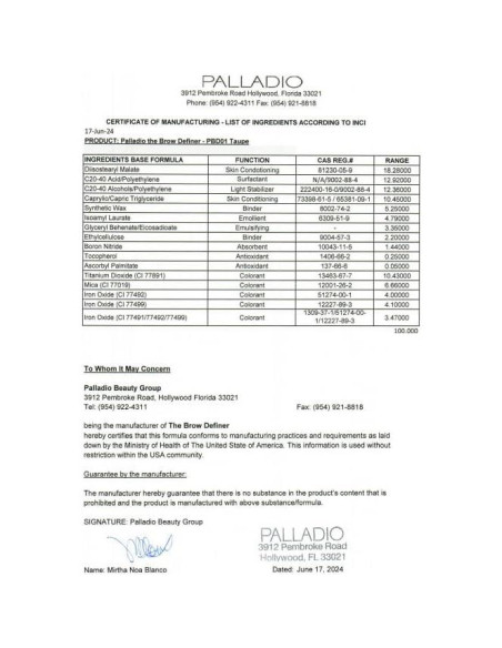 Lápiz Retráctil Definidor de Cejas Palladio Grisáceo