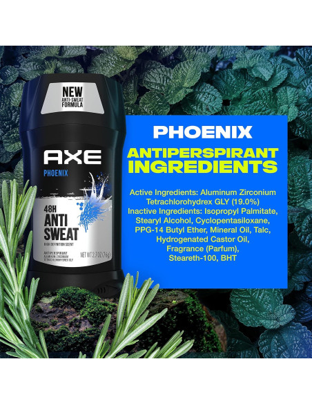 Desodorante Antitranspirante AXE Phoenix 76.5 g 4PK Menta Romero