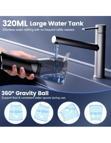 Irrigador Oral Inalámbrico JJC205 320ml 5 Modos Negro