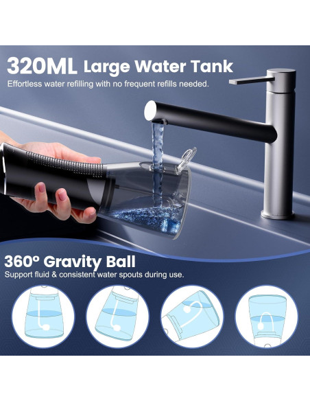 Irrigador Oral Inalámbrico JJC205 320ml 5 Modos Negro